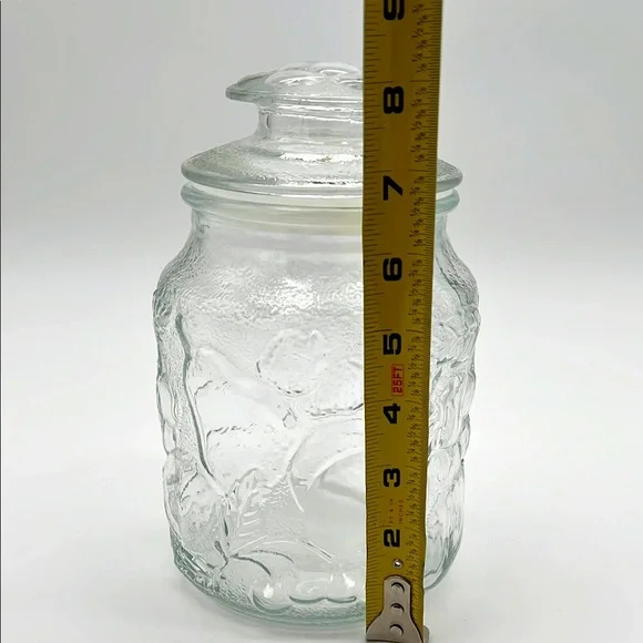 Libbey Orchard Clear Glass Embossed Country Fruit Vintage Canister Cookie Jar - Picture 10 of 11